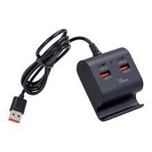 Répartiteur USB 4 ports 2 USB et 2 adaptateurs de charge de-Noir
