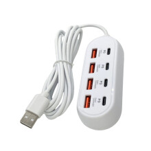 Multiport-laadstation met 4 USB- en 4 Type C-connectoren-200 cm