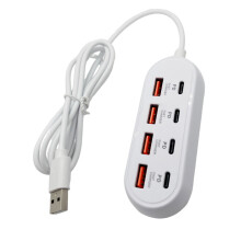 8-weg USB C-splitterhubs met snel opladen voor meerdere-120 cm