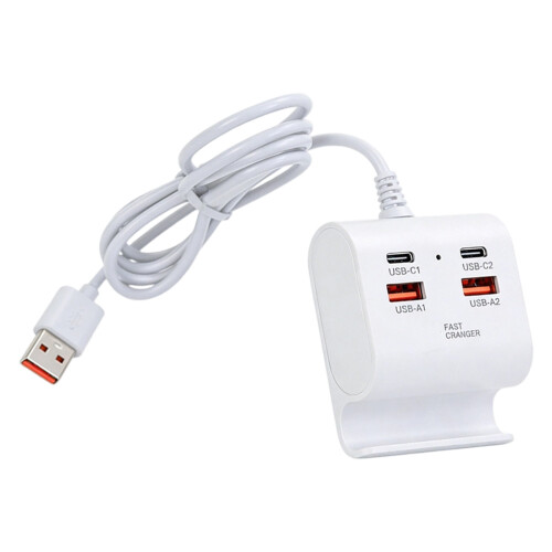 4 Port USB Adapter 2 USB And 2 Type C For Phones Tablets-White