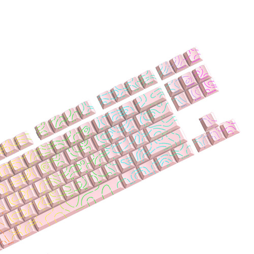 Professional PBT Keycaps Shine Through Side Lettering For-Pink