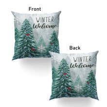 Sierkussenhoes met winterse dennenboommotief, 12x12 inch