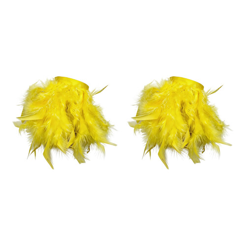 2pcs Elegant Dance Wristbands Soft Feathers Bracelets-Yellow