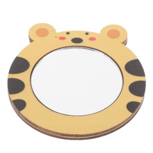 Unbreakable Round Wooden Mirror for Kids Preschool Use