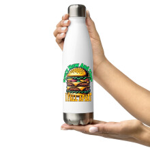 Funny hamburger stainless steel water bottle white