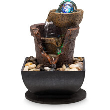 Fontaine de table d'intérieur avec lumières LED et rivière naturelle