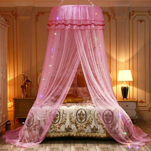 Polyester myggenet til prinsesseseng baldakin pink