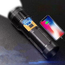 Donemore Taschenlampe, hohe Lumen, wiederaufladbar, weißes und gelbes Licht, Akkuanzeige, USB-Aufladung, handliche kleine taktische Taschenlampe