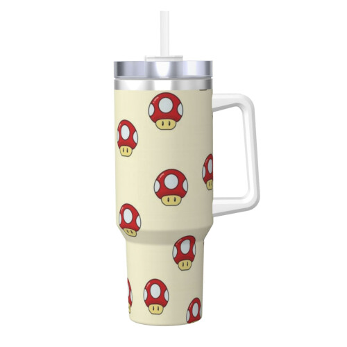 Εξατομικευμένο ποτήρι Mario 40oz με λαβή και καλαμάκι - Κύπελλο καφέ ταξιδιού από