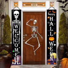 Halloween door banner pair black outdoor welcome decoration
