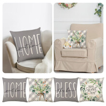 Kussenslopen Grijs Wit Lente Bloemen 4-pack 18x18Inch