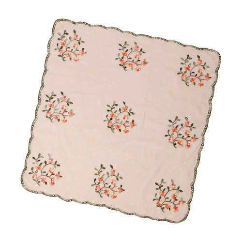 Elegant Embroidered Polyester Scarf With Ethnic Border-Coffee