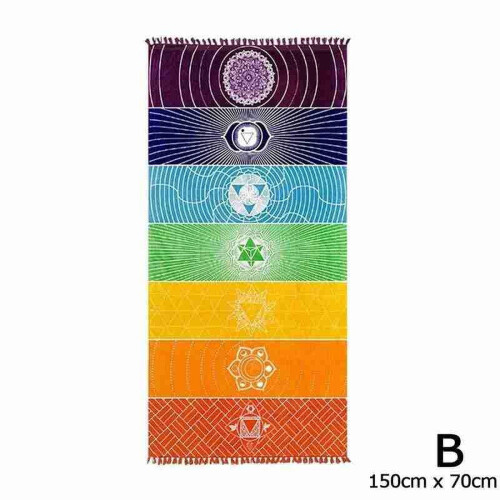 Tapete de praia boêmio arco-íris mandala 60x80 polegadas