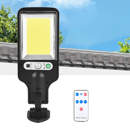 Solar LED-schijnwerper voor buiten, IP65 waterdicht, met bewegingssensor.