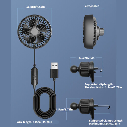 Hocheffizienter USB-Auto-Entlüftungsventilator, schnelle 2