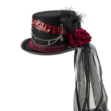 Fijne mesh-hoed met bloemenaccent en verendetail,