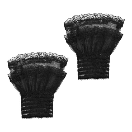 Gants sans doigts Lolitas, manches blanches, bracelet-Noir