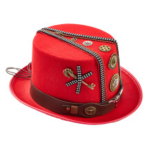 Fashion Heavy Metal Tall Hat with Unique Gear Zippered-Red