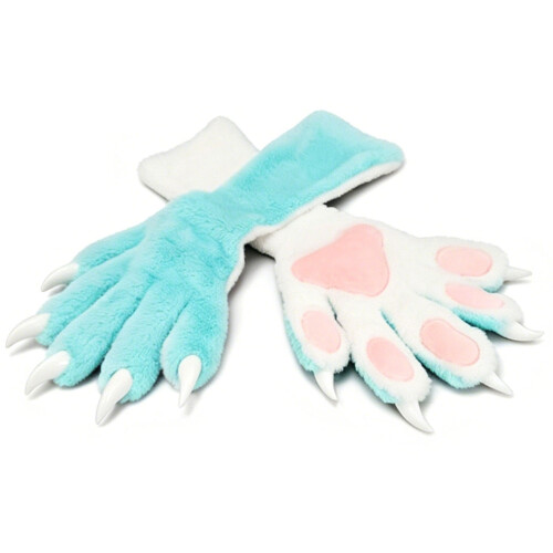 Fun Animal Themed Gloves Mittens With Separate-white blue
