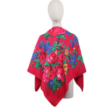 Vielseitiger Schal mit Fransen, weicher Polyesterstoff,-Rosenrot