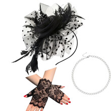 Classical Victorian Styles Headband Gloves-Black Size fits all