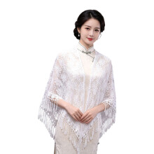 Beautiful Embroidered Lace Wrap Soft Polyester Fabric For-White