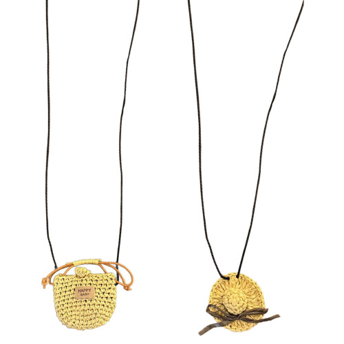Strohhut-Halskette. Zarter femininer Schmuck-B 1