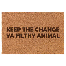 Felpudo Keep The Change, marrón, de fibra de coco, rectangular, 40 x 60 cm.