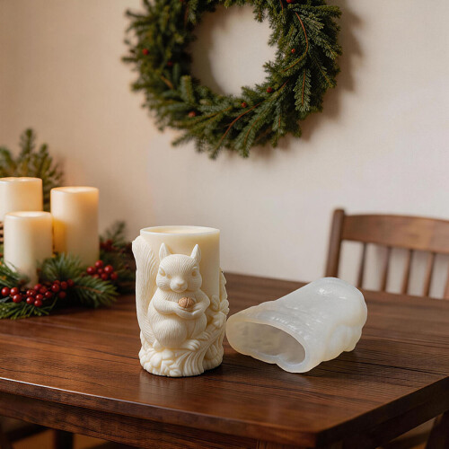 Squirrel Embossing Cylinder Silicone Molds For Handmade Candle 1