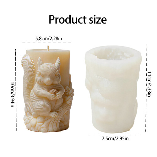 Squirrel Embossing Cylinder Silicone Molds For Handmade Candle 2