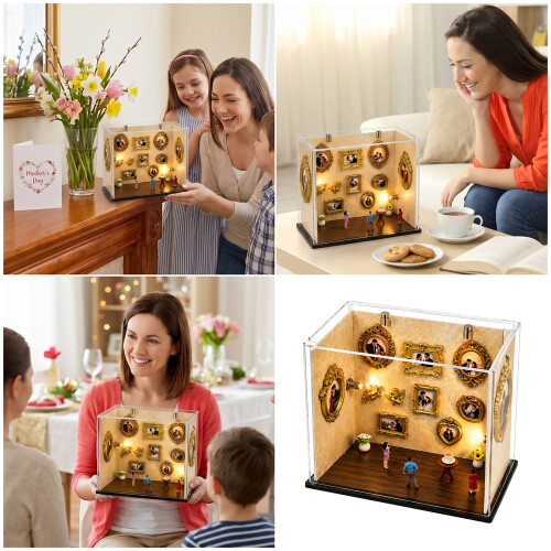 DIY Mini Museums Silhouettes Box Shadows Box Frame,Customs-Red 2