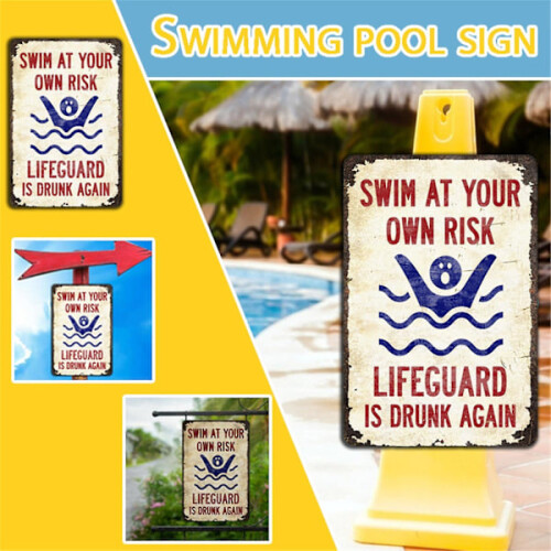 Pool Rules Sign Decorative Metal12x18Inch 1