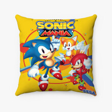 Taie d'oreiller personnalisée AIVO Sonic Mania2 en polyester filé carré, coussin décoratif pour lit, canapé et décoration intérieure (pouces)