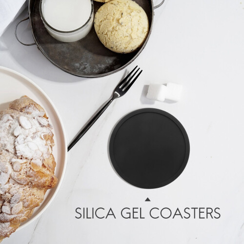 Sottobicchieri in silicone neri, non rotondi, set da 8 1