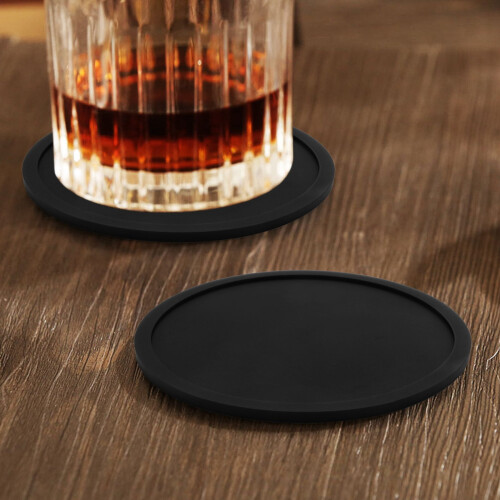 Sottobicchieri in silicone neri, non rotondi, set da 8 2