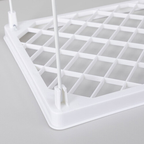 White wire stacking shelf foldable space-saving 3-tier 2