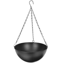 Zwarte hangende plantenbak, halfronde pot met kettingen