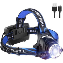 Jasný čelovkový svetlomet T6LED, 2000 lm, 3 režimy, zoom, IPX4