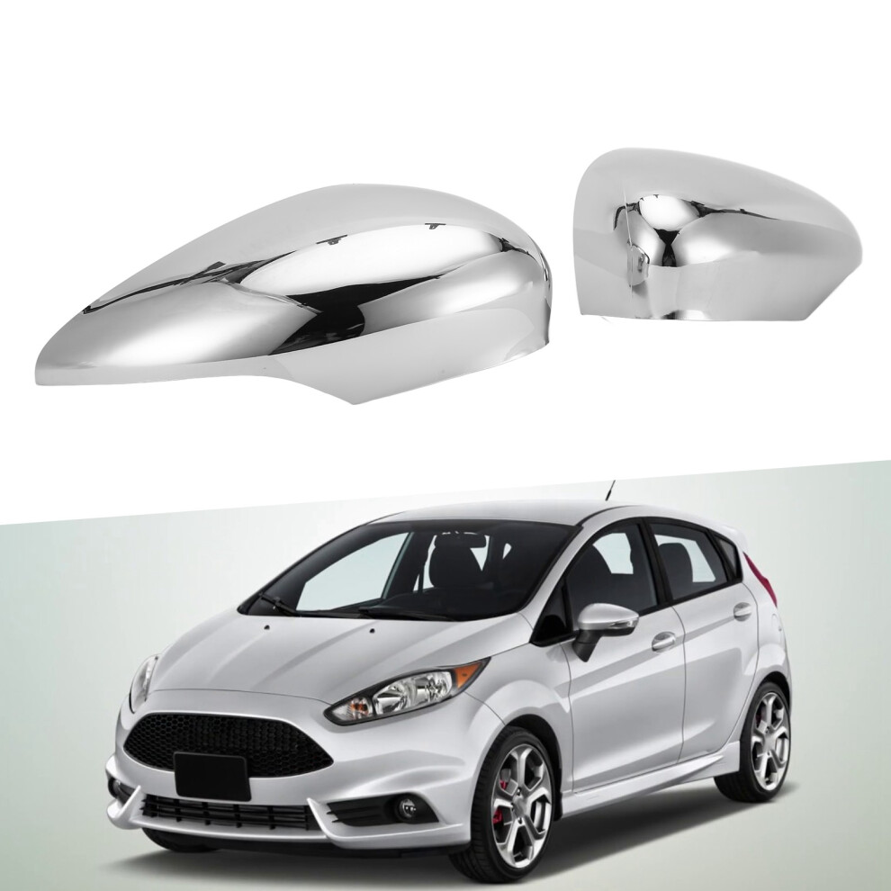 2X Chrome Mirror Caps Ford Fiesta 09-15 Silver 7790334291504