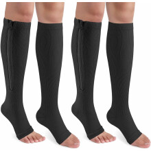 Compression Socks 15-20 mmHg Open Toe Knee High 2 Pairs