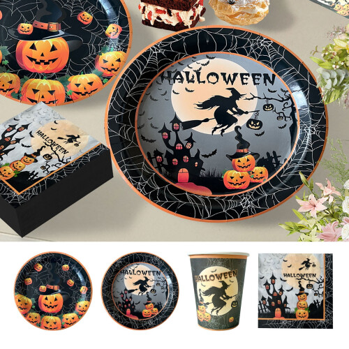 Halloween-papirkoppbrett spøkelsesgresskarslott 20 stk