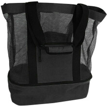 Bolso de playa de malla con compartimento isotérmico negro