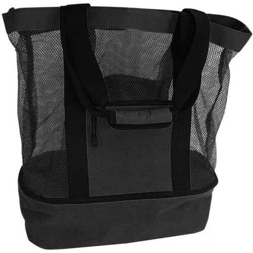Bolso de playa de malla con compartimento isotérmico negro