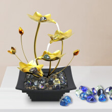 Fontaine d'intérieur en forme de feuille de lotus, mini cascade à 4 niveaux