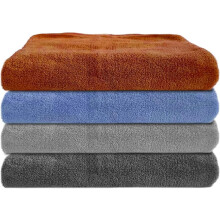 Toallas de baño grises de microfibra y terciopelo coral (paquete de 4)
