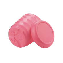 Pink striped plastic flower pot with saucer 1 pack