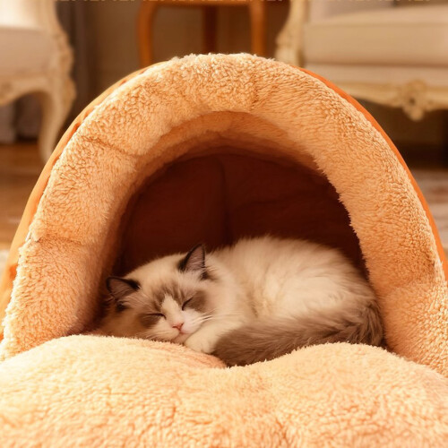 Secure Enclosed Pet Shelter Comfortable for Cold-Orange S 1