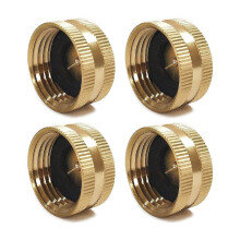ZUARFY Lot de 4 bouchons en laiton filetés femelles 3/4" pour tuyau d'arrosage, avec rondelle, pour réparer les robinets qui fuient.