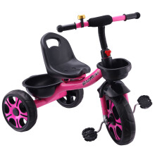 Kinderdreirad 3-in-1 mit Klingel, Schwarz/Rosa, 3-5 Jahre