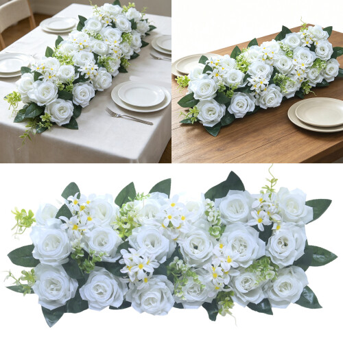 Artificial Rose Flower Arrangement For Wedding Reception-White 2